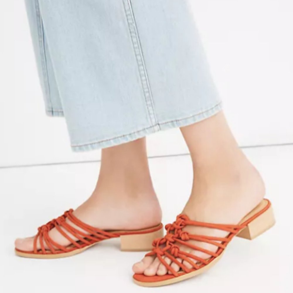 Madewell Red Block Heel Rope Knot Dakota Sandal